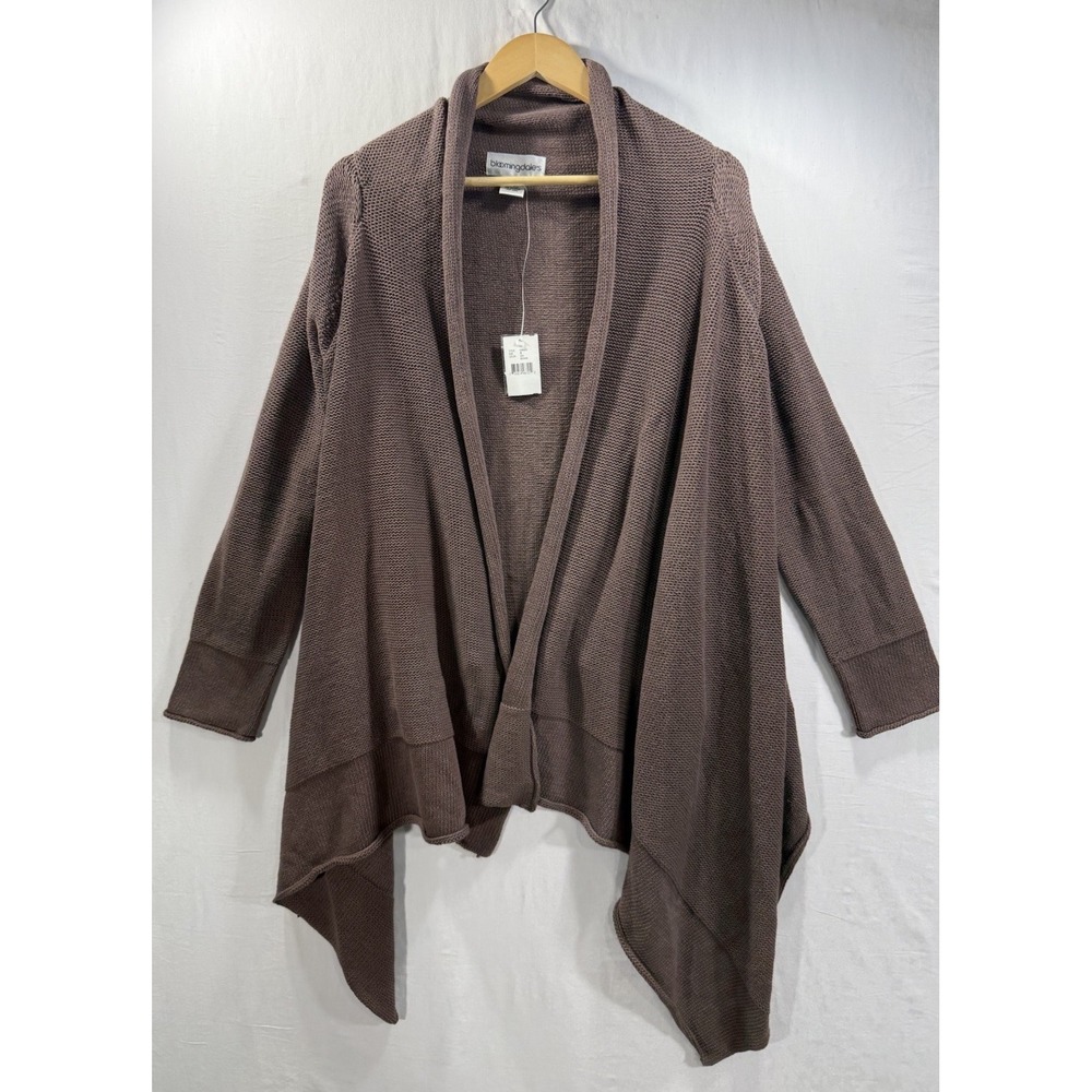 NWT Bloomingdale's Women Brown Open Front Waterfall Cardigan Sweater Sz Small